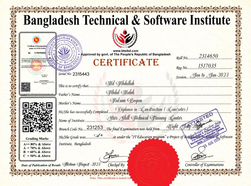abdullah certificate copy
